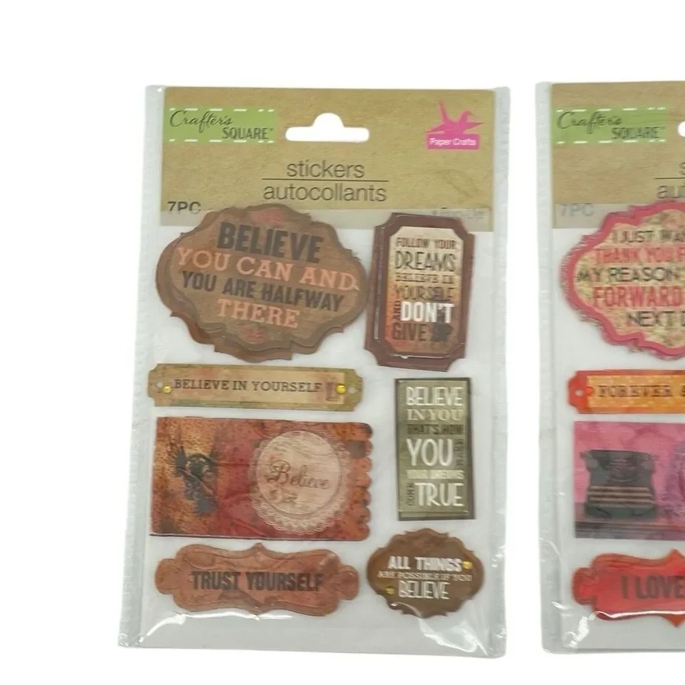 Crafters Square Pop Up Sticker Set Motivational Love Scrapbook Journaling 2Pk